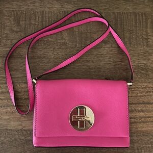 Kate Spade hot pink crossbody. Silver hardware. Lightly used.